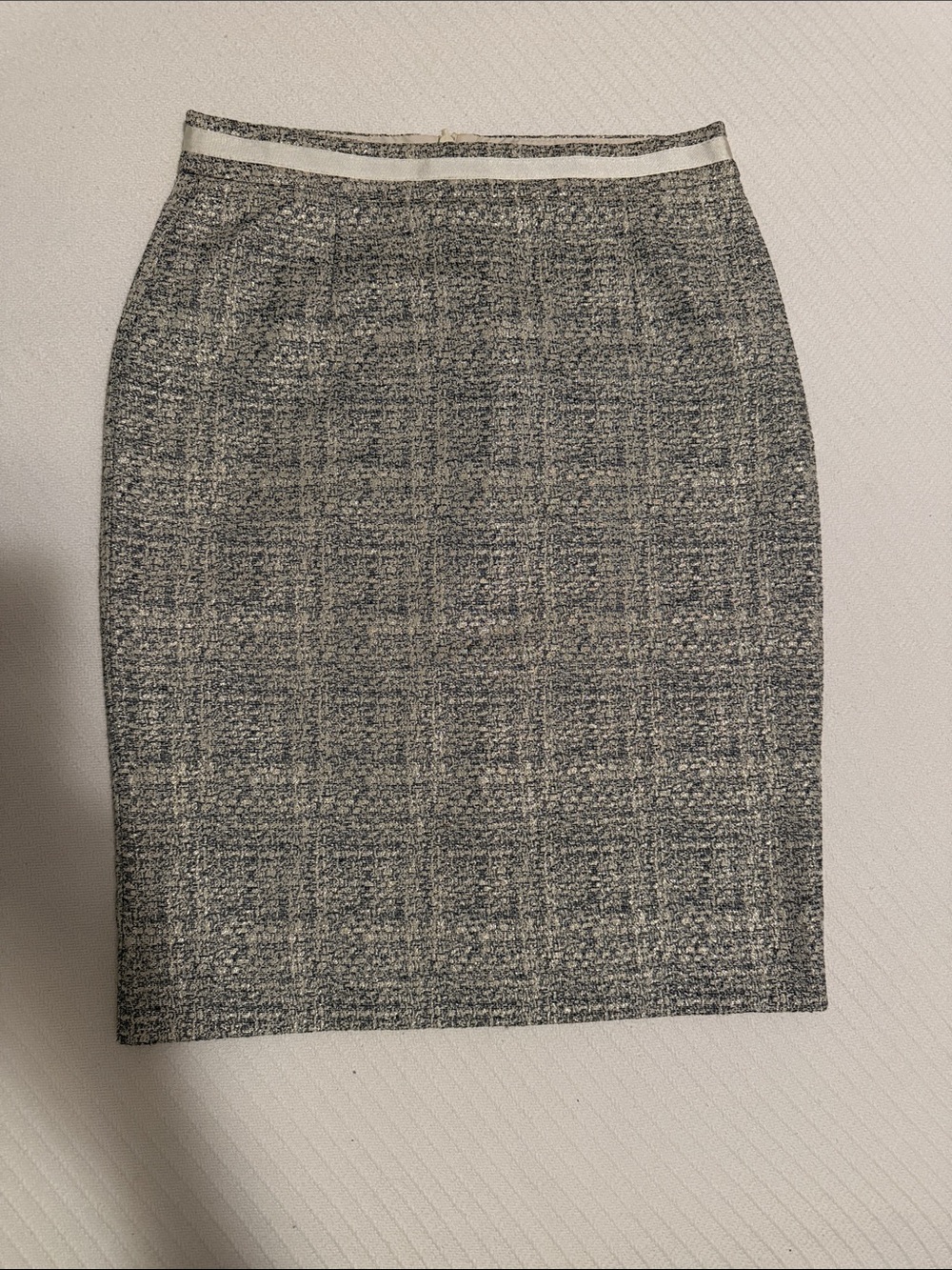 Boden Gray Metallic Tweed Pencil Skirt, Size 4R